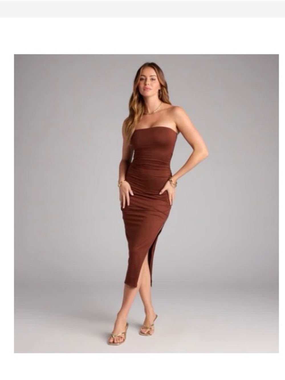 Windsor Strapless Red/Brown Evening Dress
